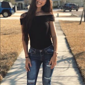 Off the shoulder black top